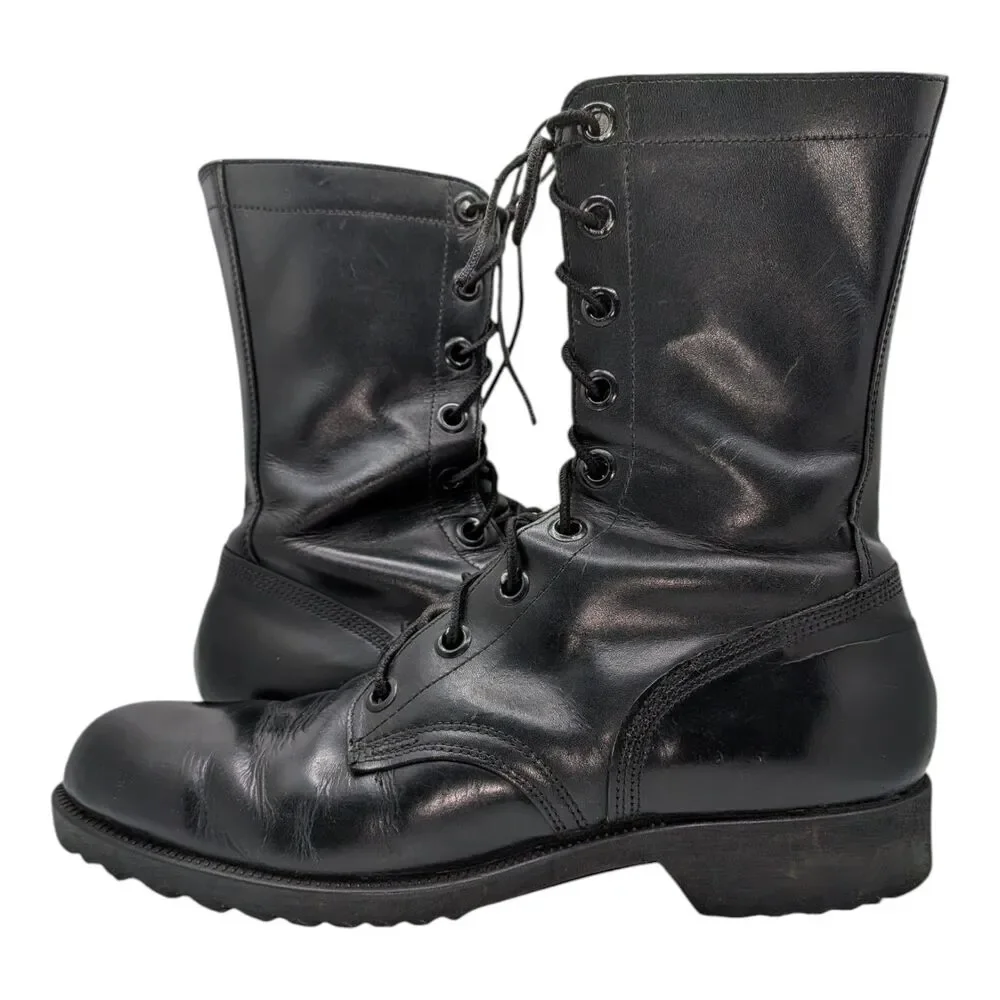 Genesco Mens 9N Black Leather Combat Vintage 1968 Military Work Boots Goth Punk